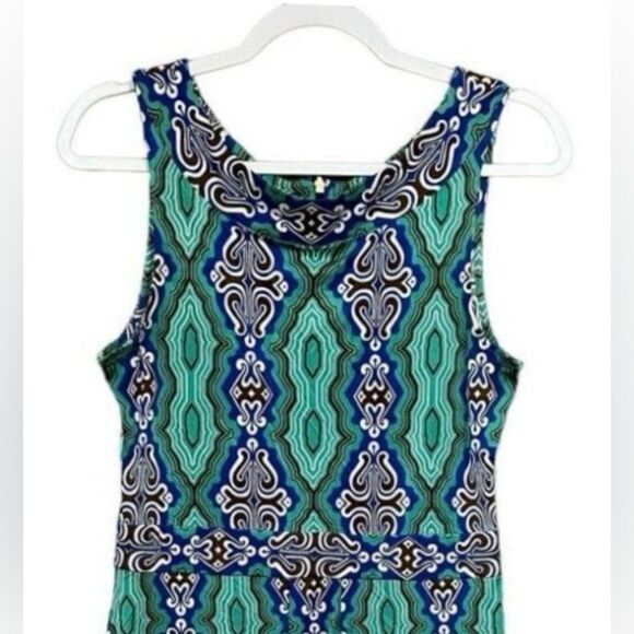 Tory Burch Silk Blue and Green Patterned Mini Dress Small NWT $375 - Picture 2 of 5
